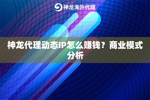 神龙代理动态IP怎么赚钱?商业模式分析 神龙代理动态IP怎么赚钱?商业模式分析