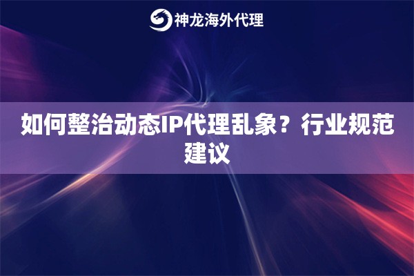 如何整治动态IP代理乱象？行业规范建议