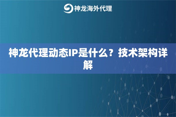 神龙代理动态IP是什么？技术架构详解