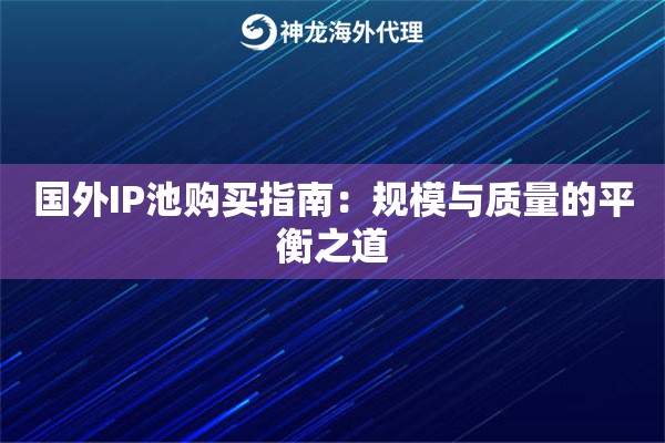 国外IP池购买指南：规模与质量的平衡之道