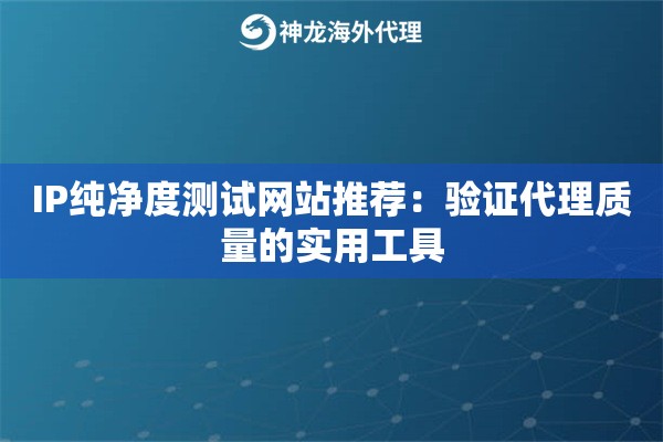 IP纯净度测试网站推荐：验证代理质量的实用工具