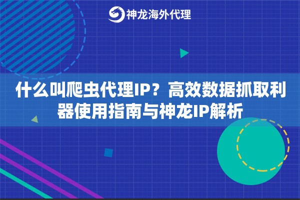什么叫爬虫代理IP？高效数据抓取利器使用指南与神龙IP解析