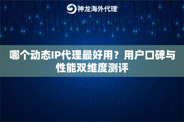 哪个动态IP代理最好用?用户口碑与性能双维度测评 哪个动态IP代理最好用?用户口碑与性能双维度测评