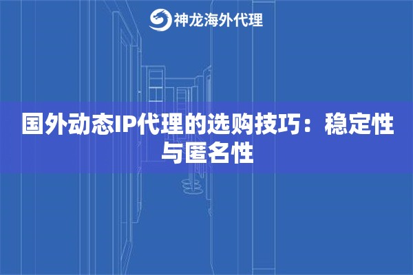 国外动态IP代理的选购技巧：稳定性与匿名性