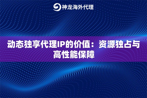 动态独享代理IP的价值：资源独占与高性能保障