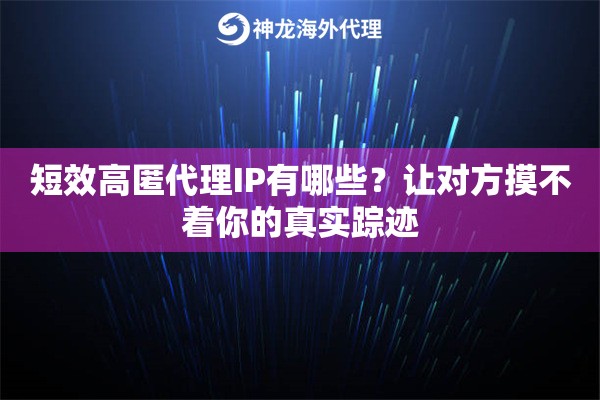 短效高匿代理IP有哪些？让对方摸不着你的真实踪迹