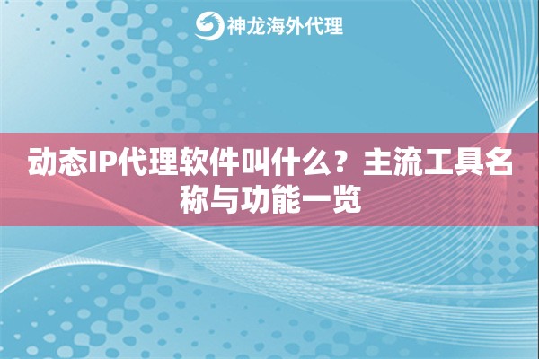 动态IP代理软件叫什么？主流工具名称与功能一览