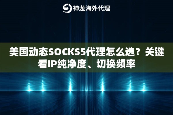 美国动态SOCKS5代理怎么选？关键看IP纯净度、切换频率