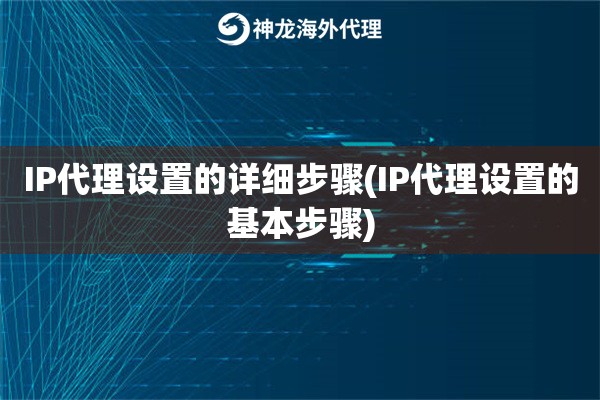 IP代理设置的详细步骤(IP代理设置的基本步骤)