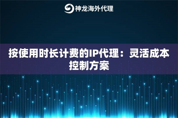 按使用时长计费的IP代理：灵活成本控制方案