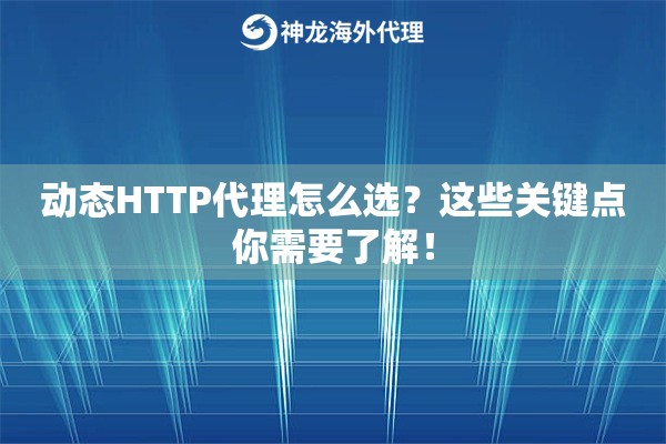 动态HTTP代理怎么选？这些关键点你需要了解！