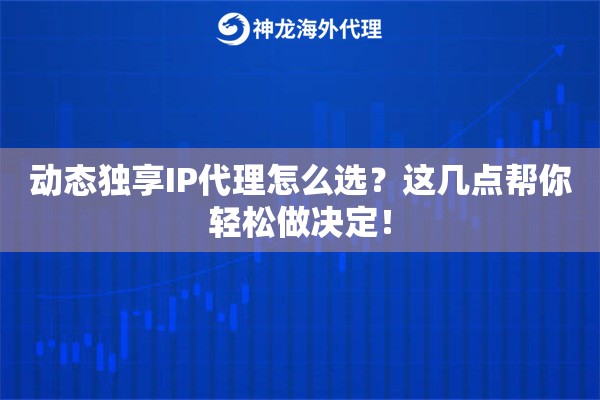动态独享IP代理怎么选？这几点帮你轻松做决定！