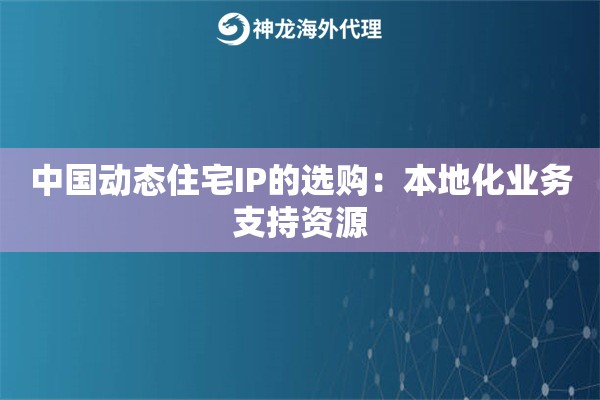 中国动态住宅IP的选购：本地化业务支持资源