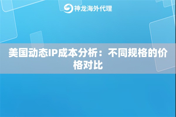 美国动态IP成本分析:不同规格的价格对比 美国动态IP成本分析:不同规格的价格对比