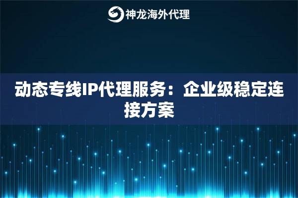 详细阅读:动态专线IP代理服务:企业级稳定连接方案 动态专线IP代理服务:企业级稳定连接方案