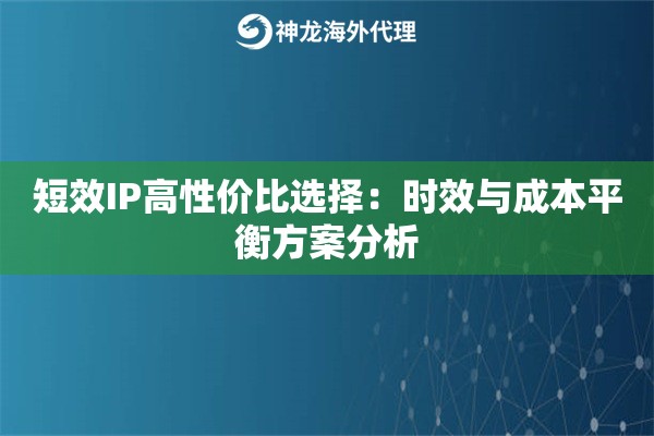 短效IP高性价比选择：时效与成本平衡方案分析