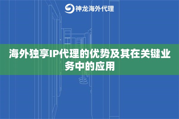 海外独享IP代理的优势及其在关键业务中的应用 海外独享IP代理的优势及其在关键业务中的应用