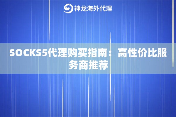 SOCKS5代理购买指南：高性价比服务商推荐