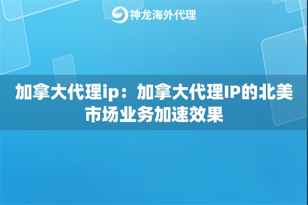 加拿大代理ip：加拿大代理IP的北美市场业务加速效果