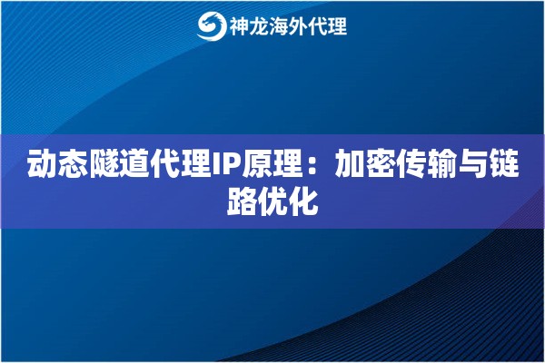 动态隧道代理IP原理:加密传输与链路优化 动态隧道代理IP原理:加密传输与链路优化