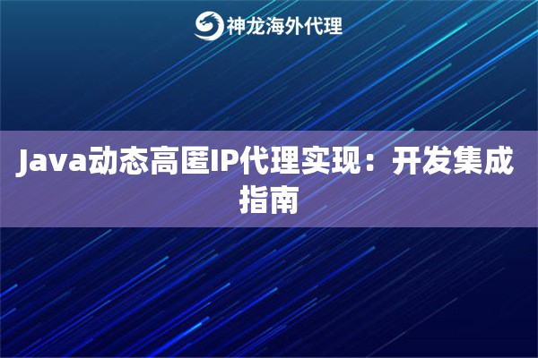 Java动态高匿IP代理实现:开发集成指南 Java动态高匿IP代理实现:开发集成指南