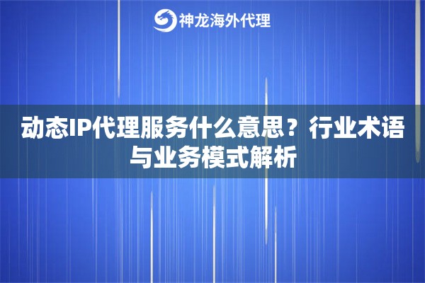 动态IP代理服务什么意思？行业术语与业务模式解析