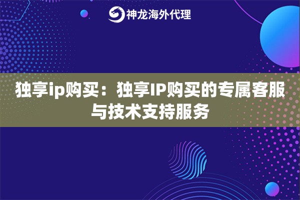 独享ip购买:独享IP购买的专属客服与技术支持服务 独享ip购买:独享IP购买的专属客服与技术支持服务