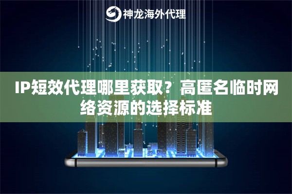 IP短效代理哪里获取？高匿名临时网络资源的选择标准