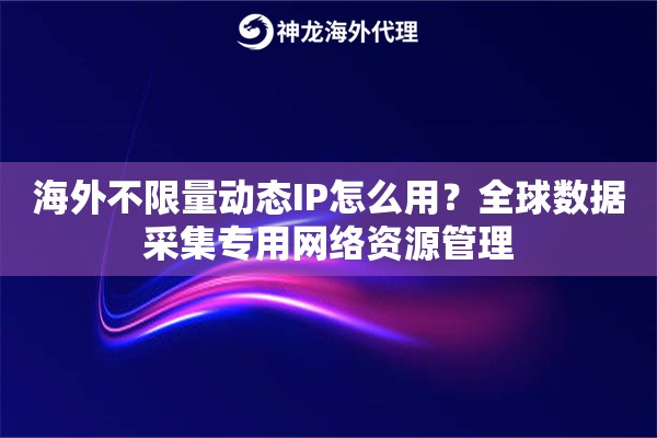 海外不限量动态IP怎么用？全球数据采集专用网络资源管理