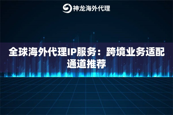 全球海外代理IP服务:跨境业务适配通道推荐 全球海外代理IP服务:跨境业务适配通道推荐