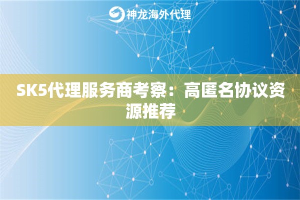 SK5代理服务商考察：高匿名协议资源推荐