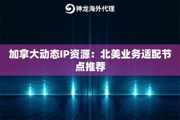 加拿大动态IP资源：北美业务适配节点推荐