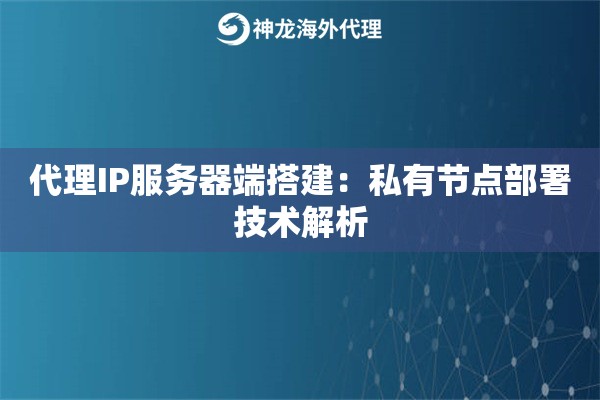 代理IP服务器端搭建:私有节点部署技术解析 代理IP服务器端搭建:私有节点部署技术解析