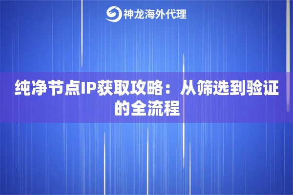 纯净节点IP获取攻略：从筛选到验证的全流程