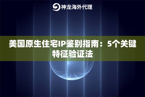 美国原生住宅IP鉴别指南：5个关键特征验证法