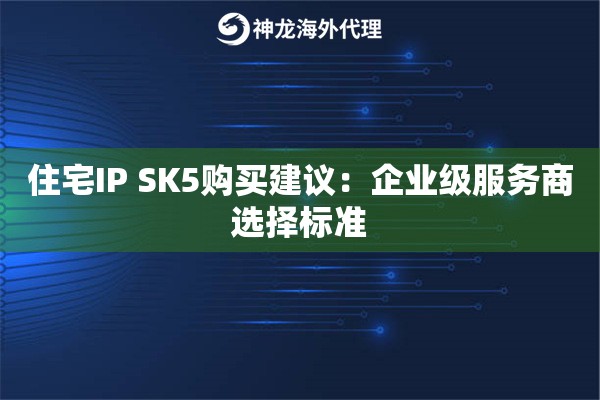 住宅IP SK5购买建议：企业级服务商选择标准