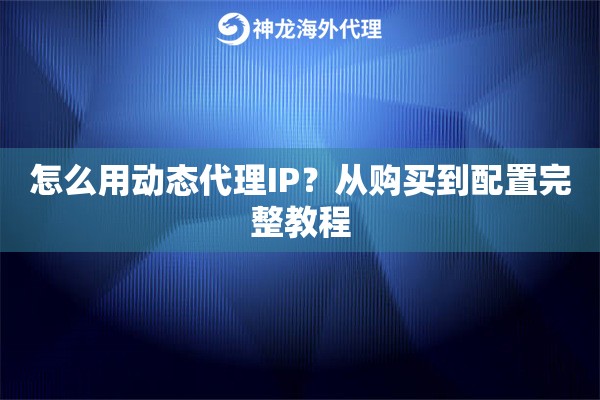 怎么用动态代理IP？从购买到配置完整教程