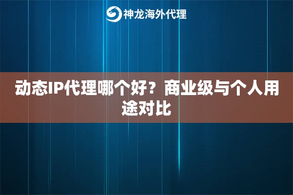 动态IP代理哪个好？商业级与个人用途对比
