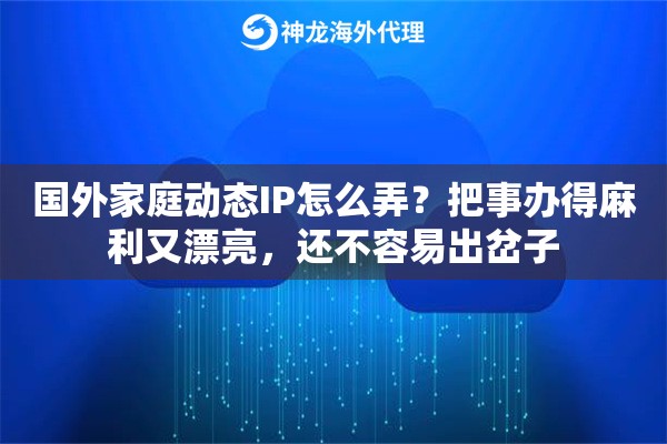 国外家庭动态IP怎么弄？把事办得麻利又漂亮，还不容易出岔子