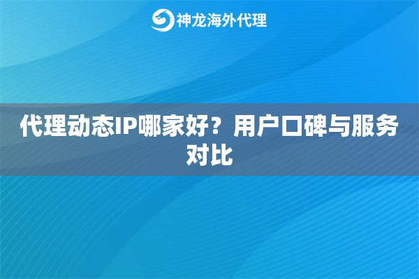 代理动态IP哪家好？用户口碑与服务对比