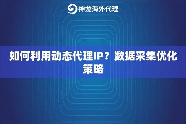 如何利用动态代理IP?数据采集优化策略 如何利用动态代理IP?数据采集优化策略