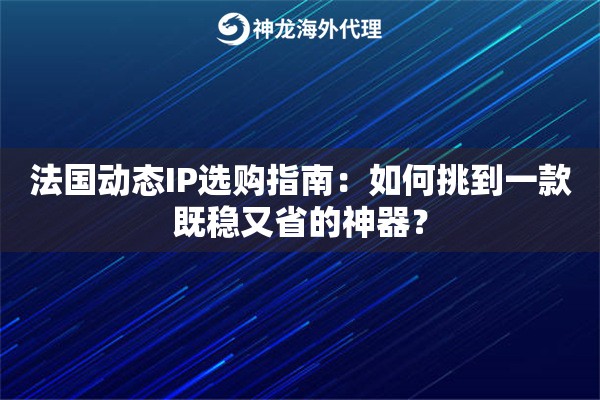 法国动态IP选购指南：如何挑到一款既稳又省的神器？