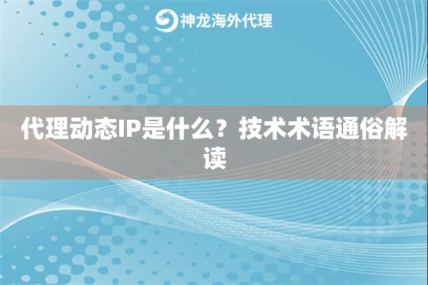 代理动态IP是什么?技术术语通俗解读 代理动态IP是什么?技术术语通俗解读
