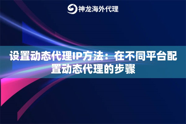 设置动态代理IP方法：在不同平台配置动态代理的步骤