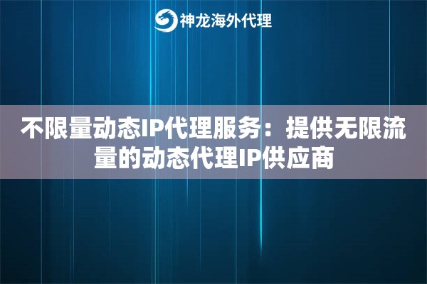 不限量动态IP代理服务：提供无限流量的动态代理IP供应商