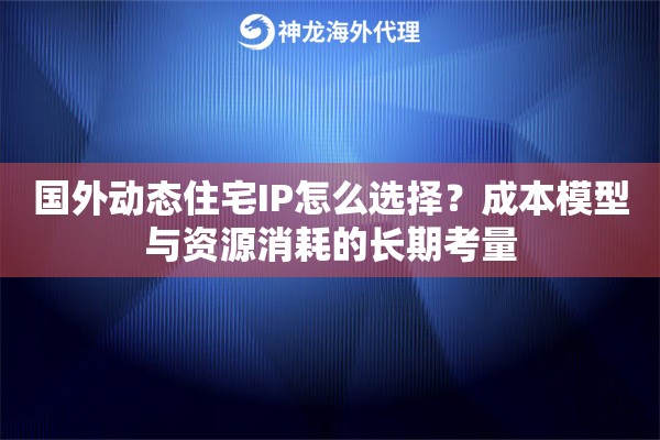 国外动态住宅IP怎么选择？成本模型与资源消耗的长期考量