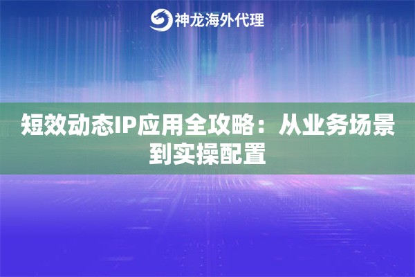 短效动态IP应用全攻略：从业务场景到实操配置