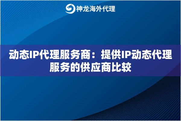 动态IP代理服务商：提供IP动态代理服务的供应商比较