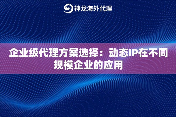 企业级代理方案选择:动态IP在不同规模企业的应用 企业级代理方案选择:动态IP在不同规模企业的应用