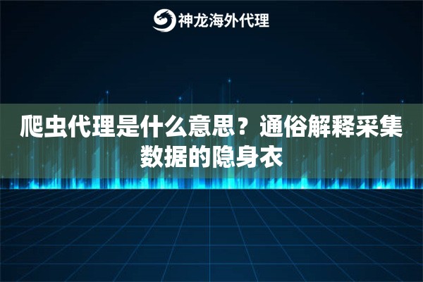 爬虫代理是什么意思？通俗解释采集数据的隐身衣